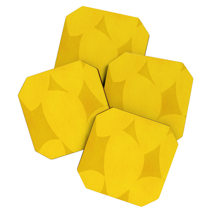 Abstract shapes-yellow gold Coaster Gallery Image 1