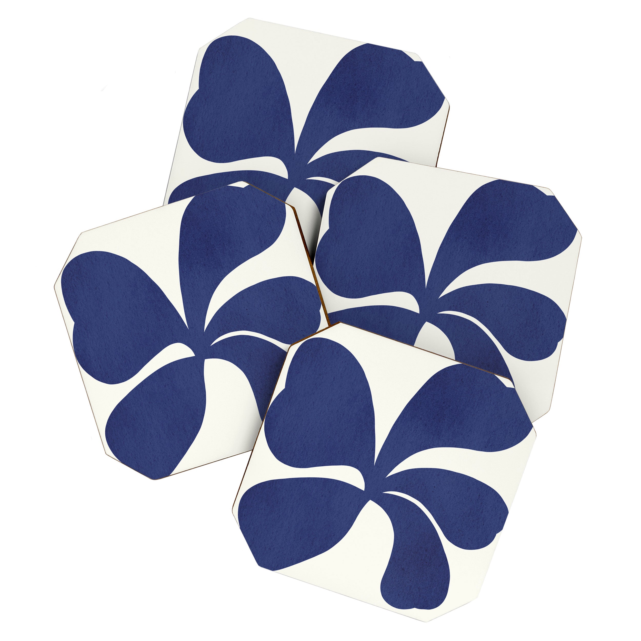 Abstract-botanical 16 blue Coaster Gallery Image 1