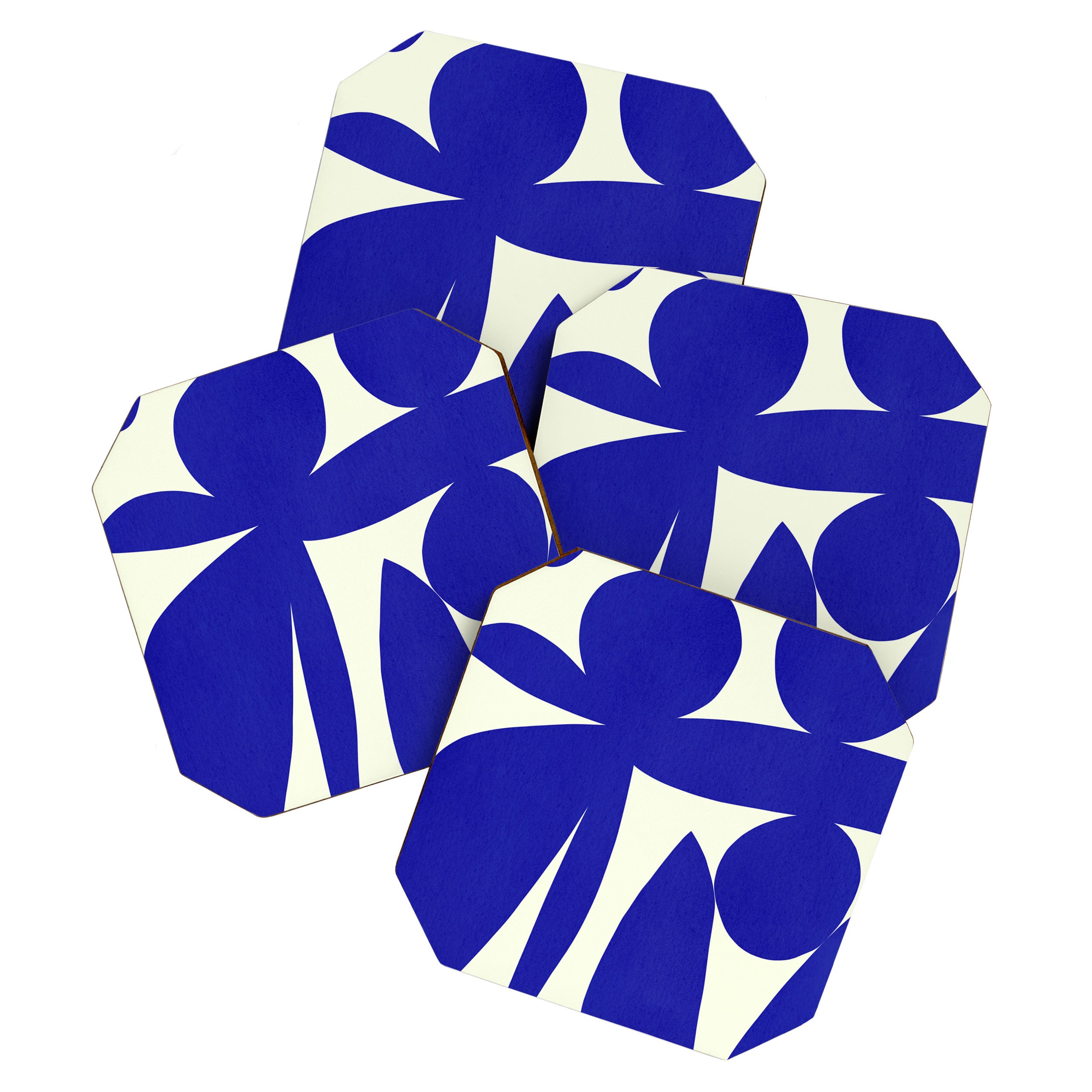 Abstract-botanical 17 blue Coaster Gallery Image 1
