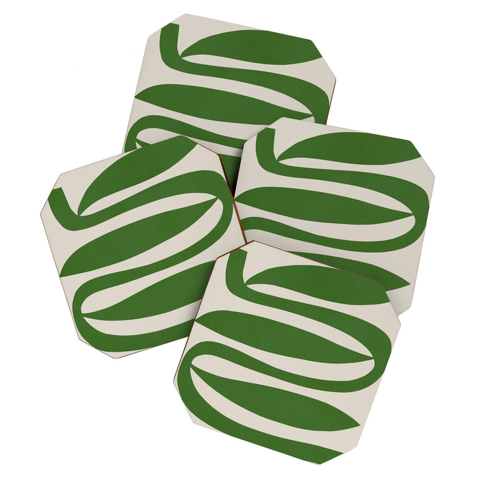 Abstract-botanical 21-green Coaster Gallery Image 1