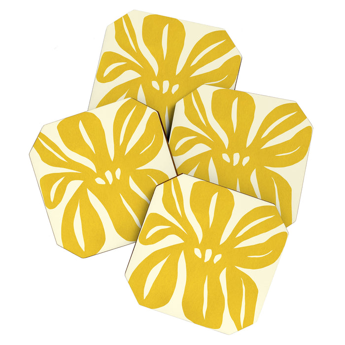 Abstract-botanical 29-yellow Coaster Gallery Image 1