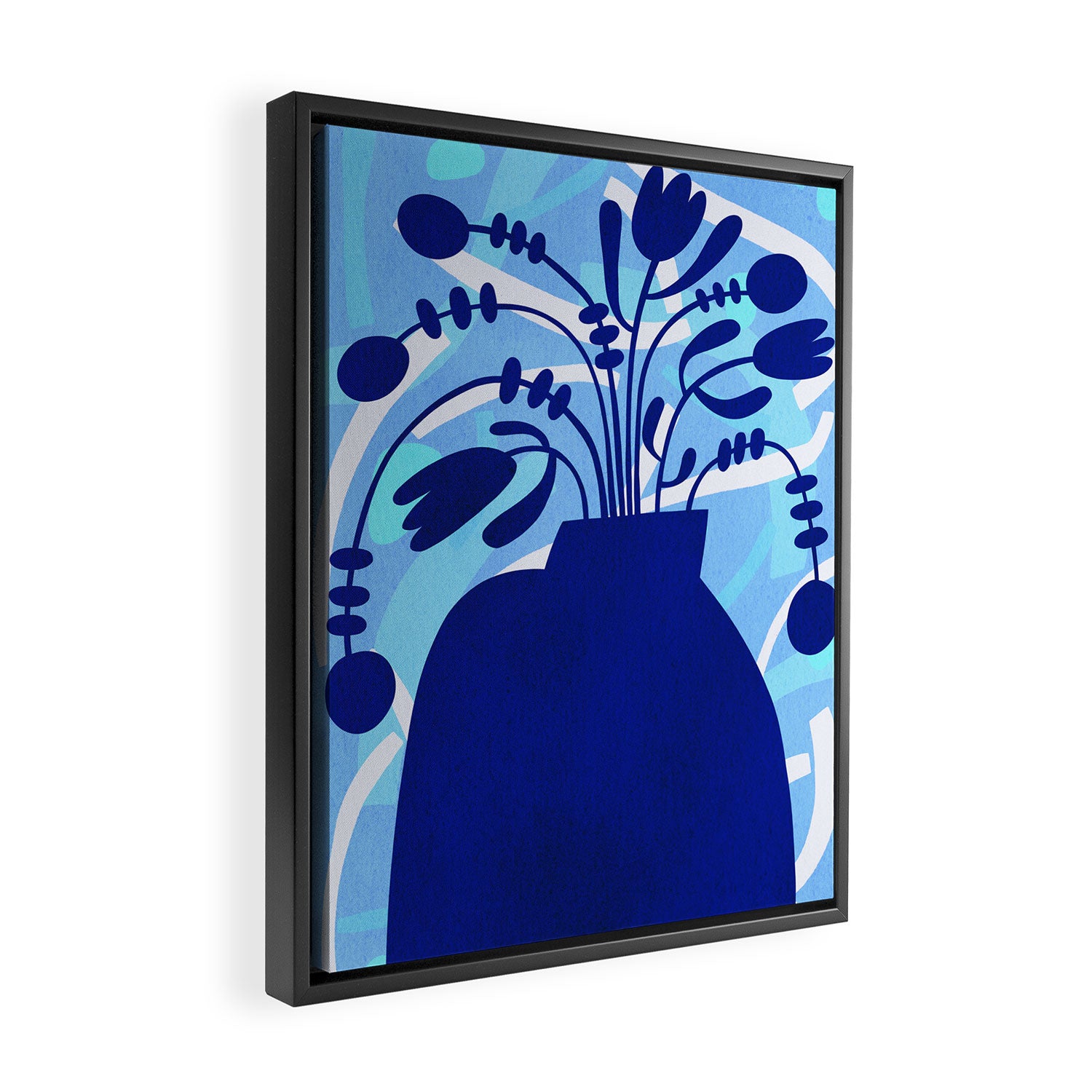 Blossom15-blue Framed Canvas Print Gallery Image 2