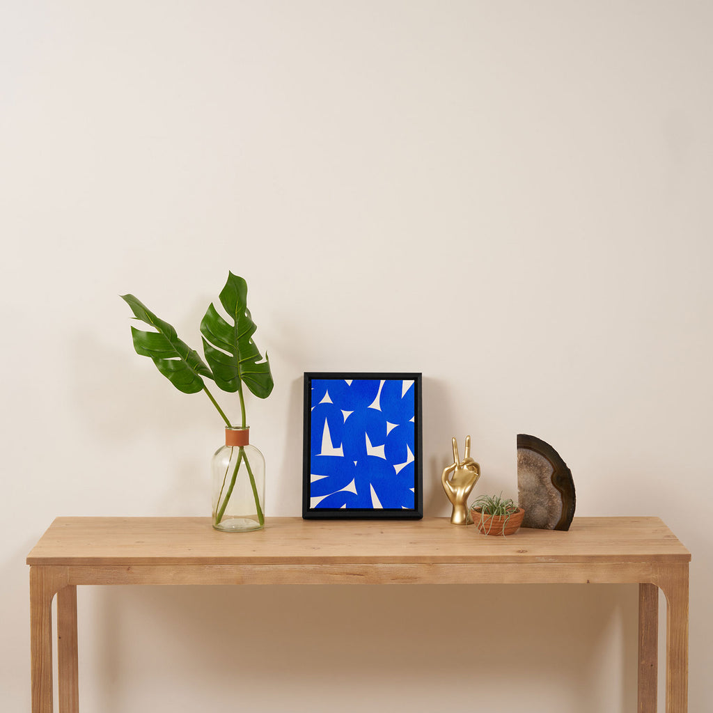 Blue abstract shapes N01 Framed Canvas Print Gallery Image 4