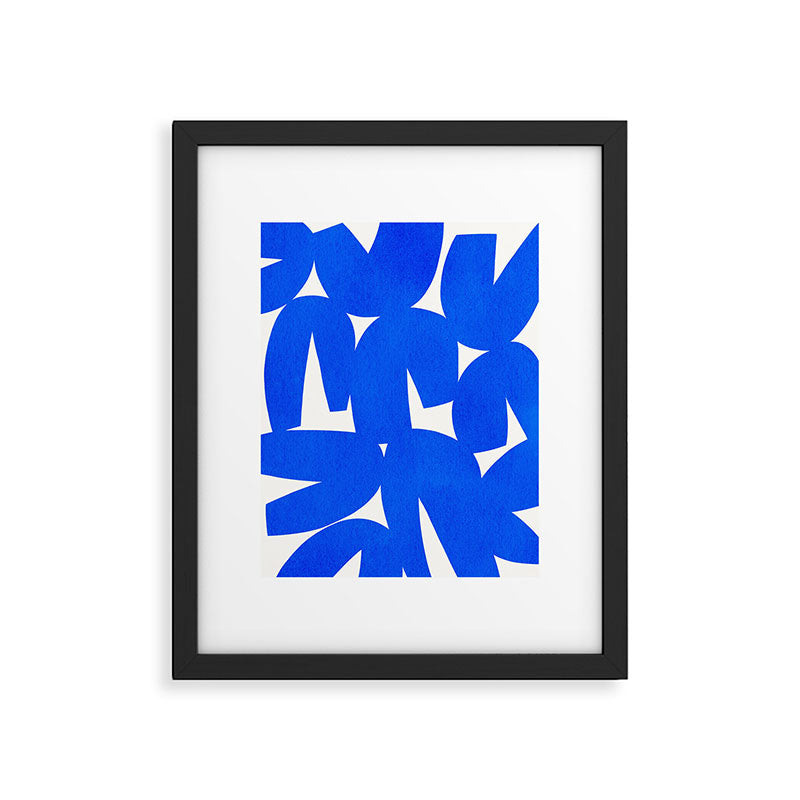 Blue abstract shapes N01 Framed Art Print Gallery Image 5
