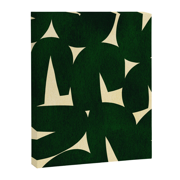 Green Black abstract shapes N03 Canvas Print Gallery Image 1