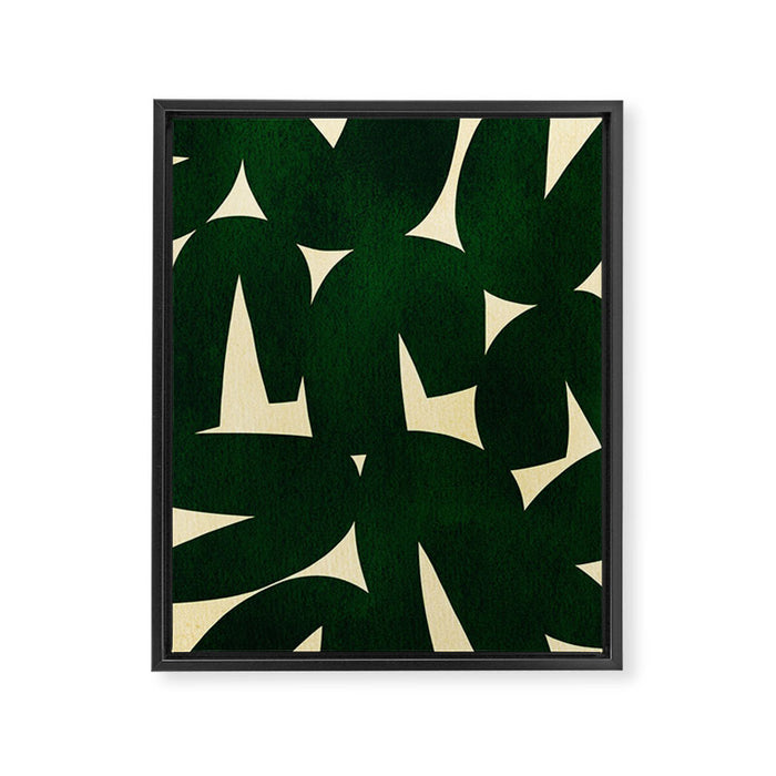 Green Black abstract shapes N03 Framed Canvas Print Gallery Image 1