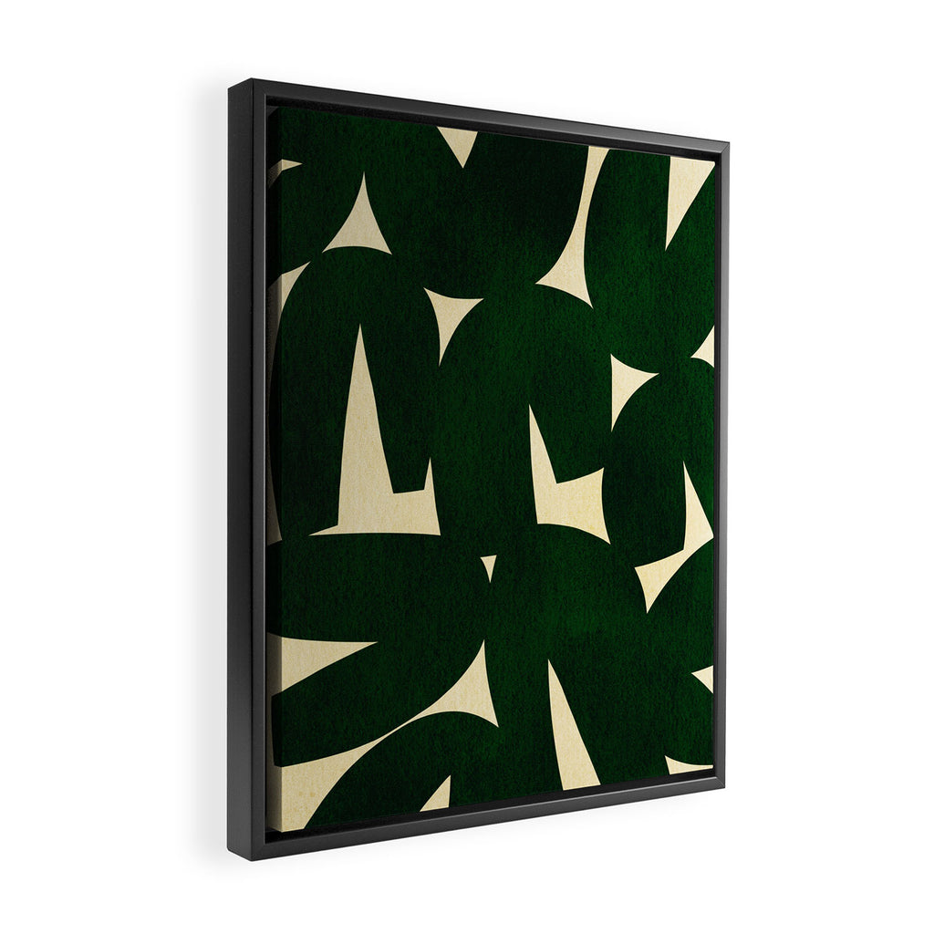 Green Black abstract shapes N03 Framed Canvas Print Gallery Image 2