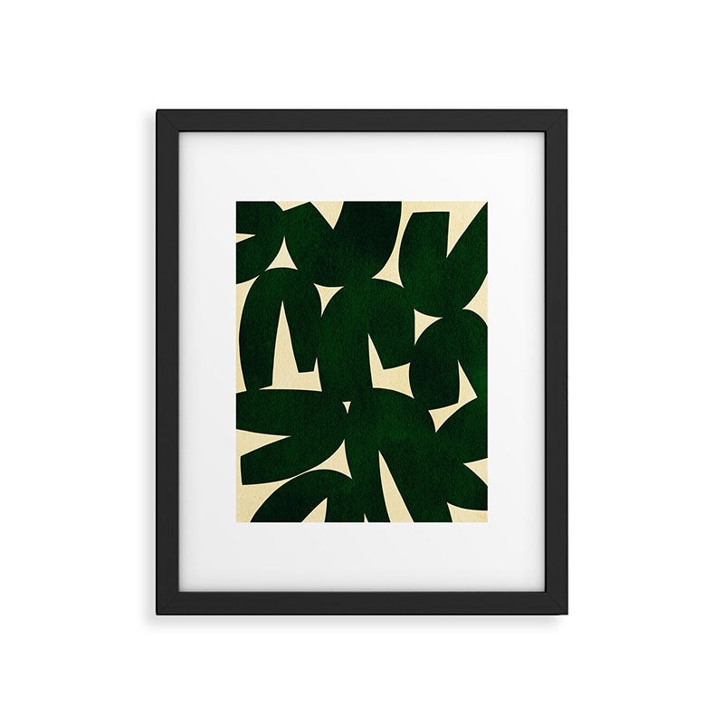 Green Black abstract shapes N03 Framed Art Print Gallery Image 5