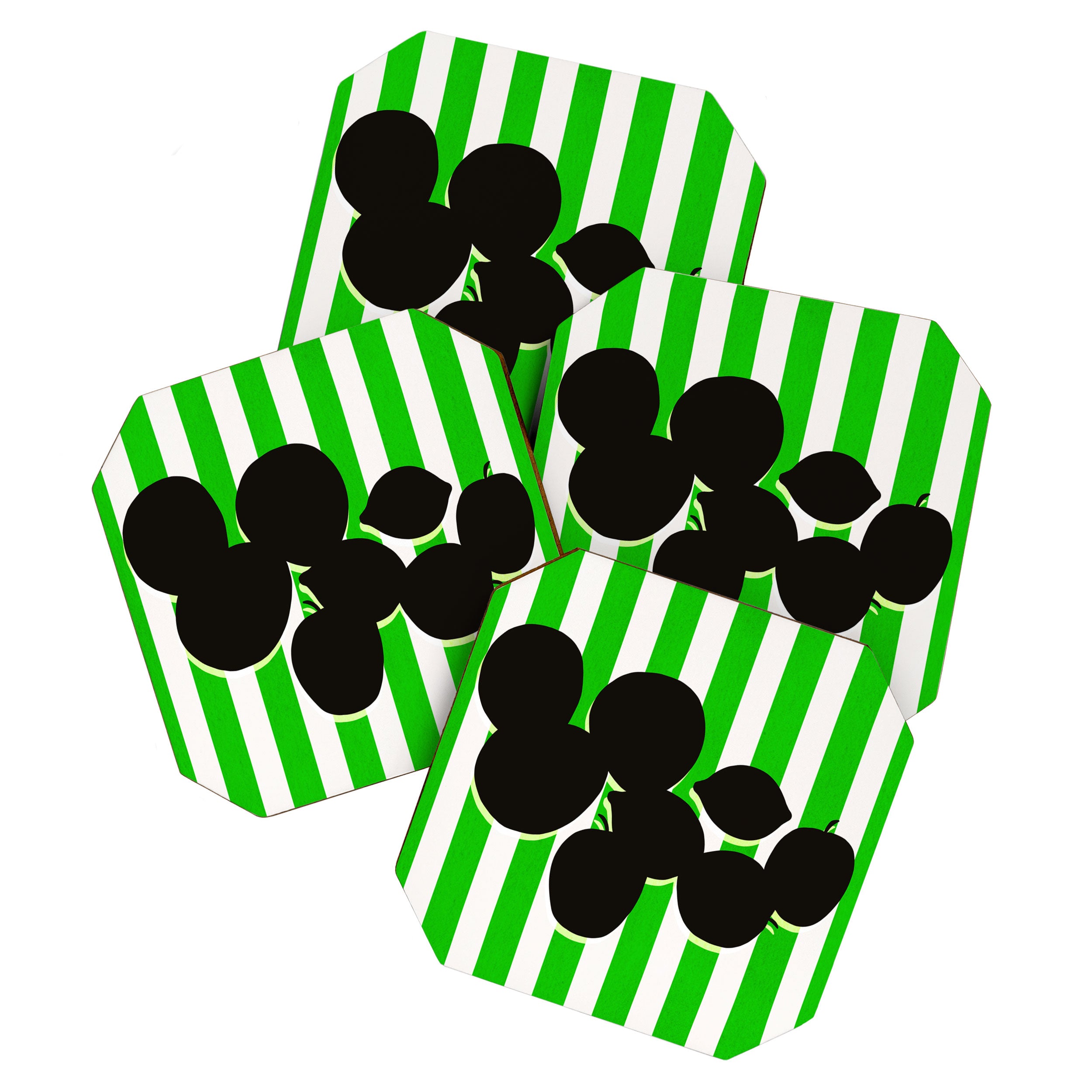 Still life - green stripe Coaster Gallery Image 1