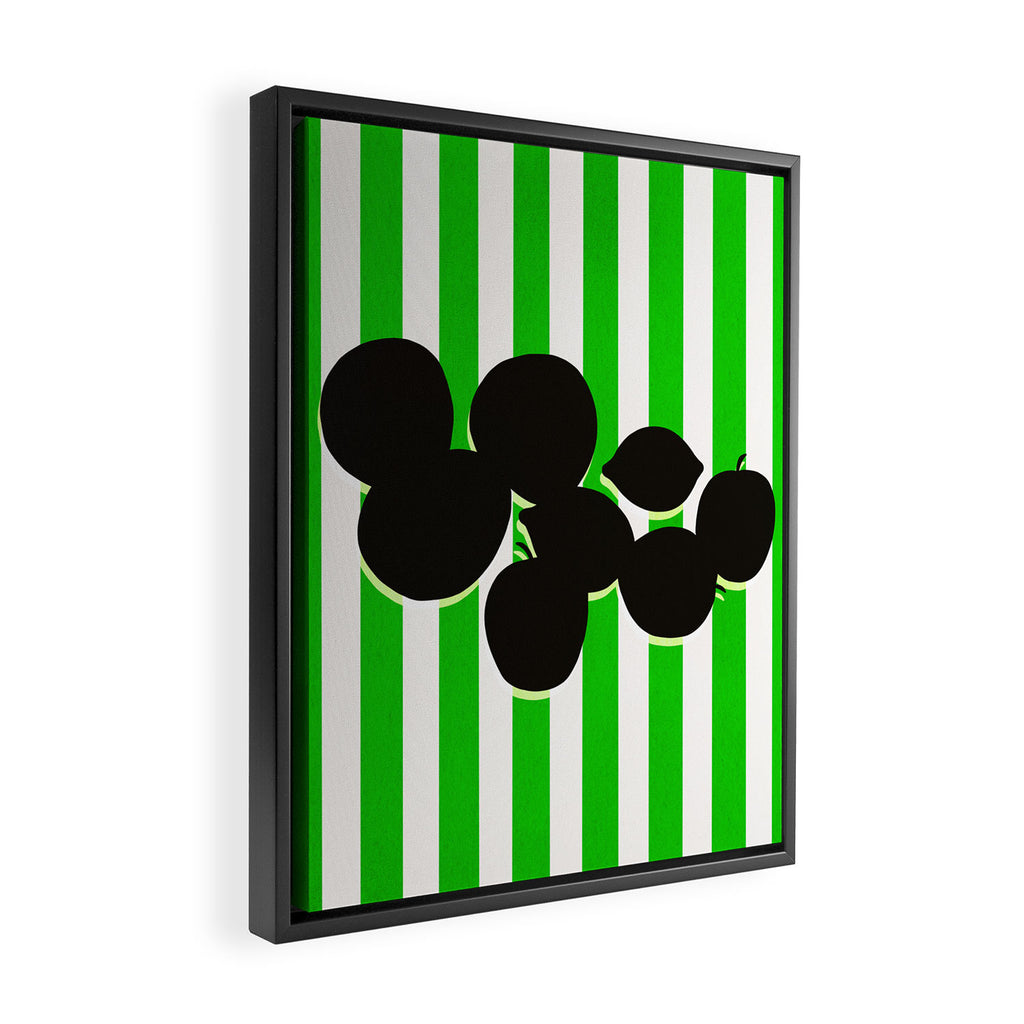 Still life - green stripe Framed Canvas Print Gallery Image 2