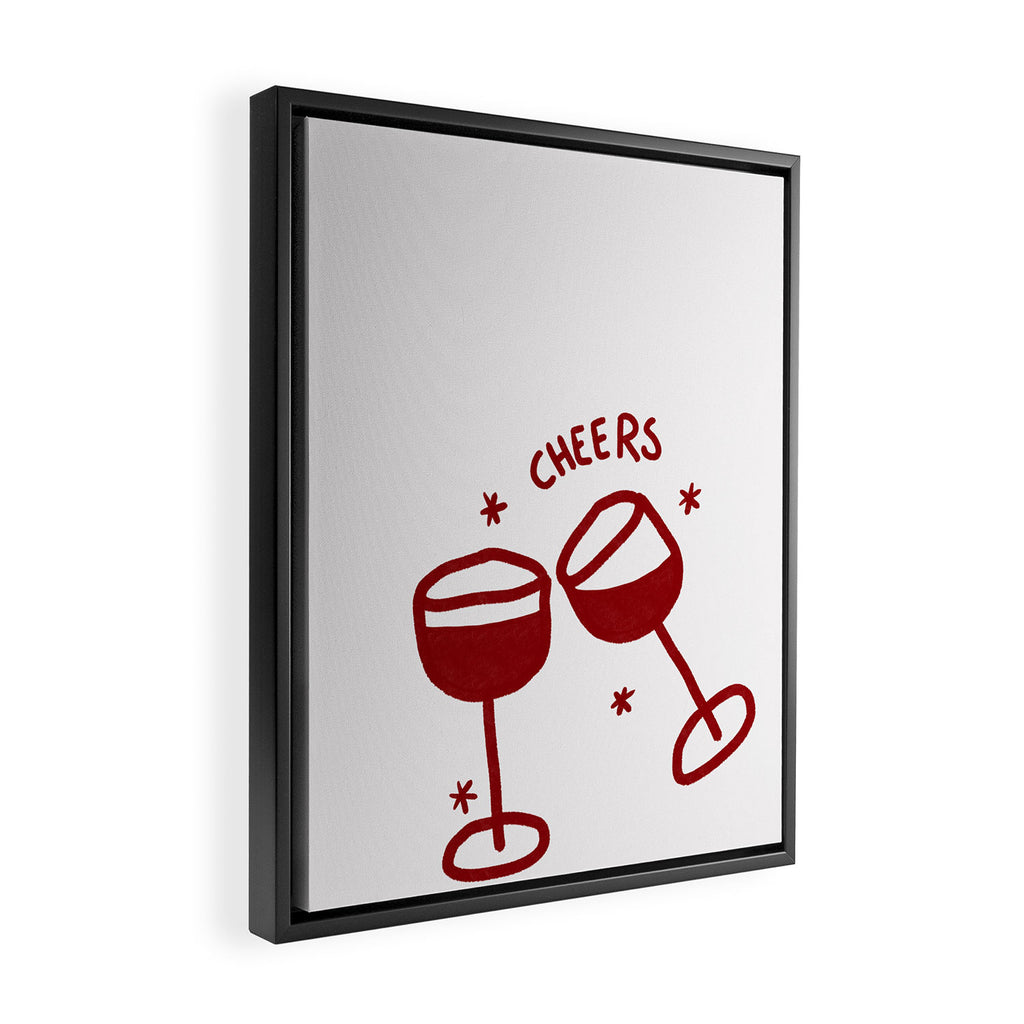 Cheers - Red Wine Glasses Framed Canvas Print Gallery Image 2