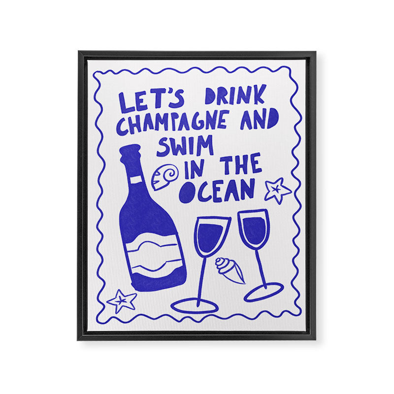 Drink Champagne - Coastal Art Framed Canvas Print Gallery Image 6