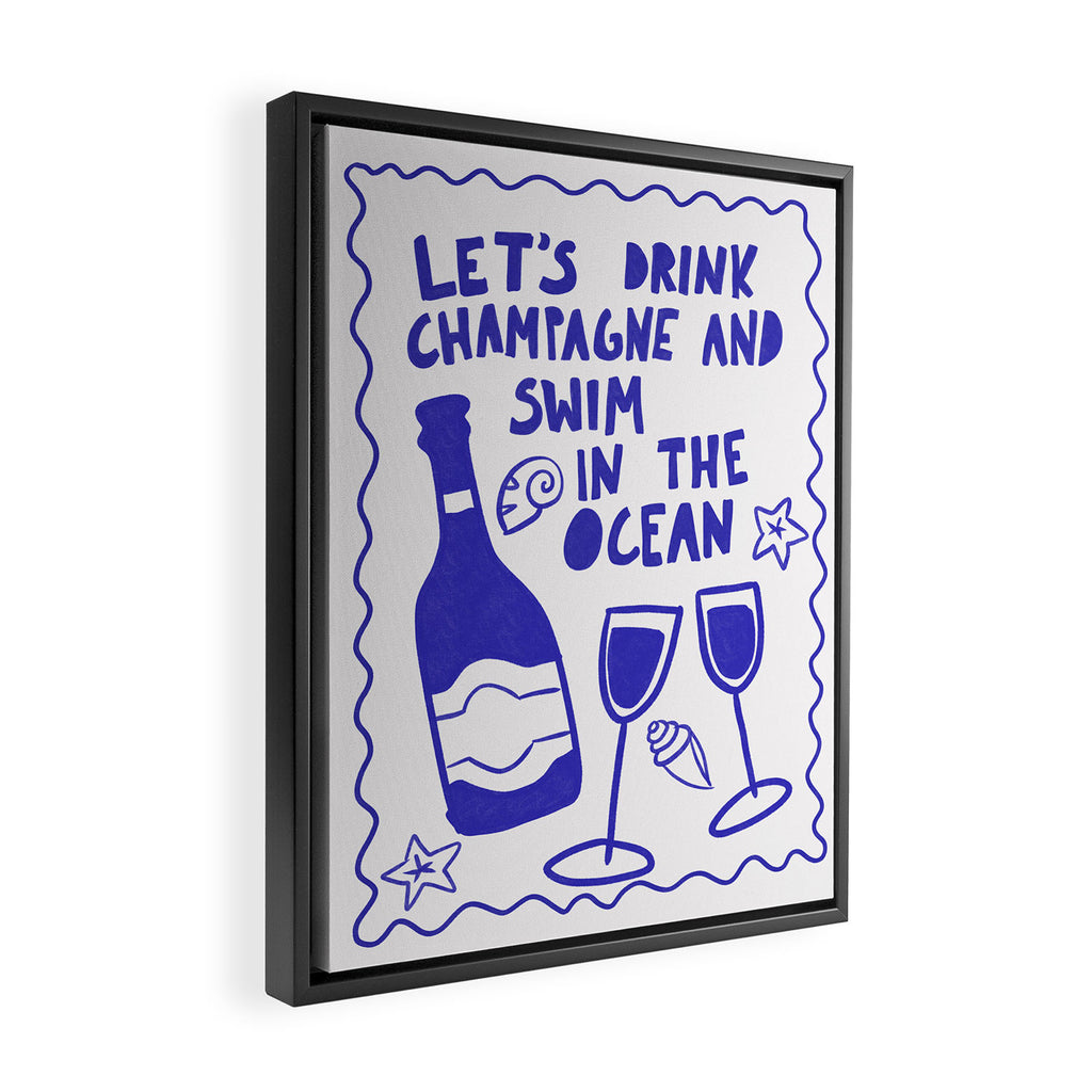 Drink Champagne - Coastal Art Framed Canvas Print Gallery Image 2