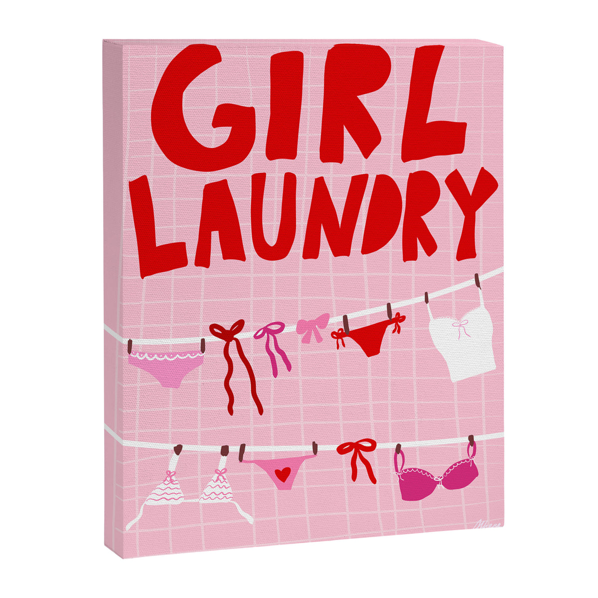 Girl Laundry - Pink and Red Canvas Print Gallery Image 6