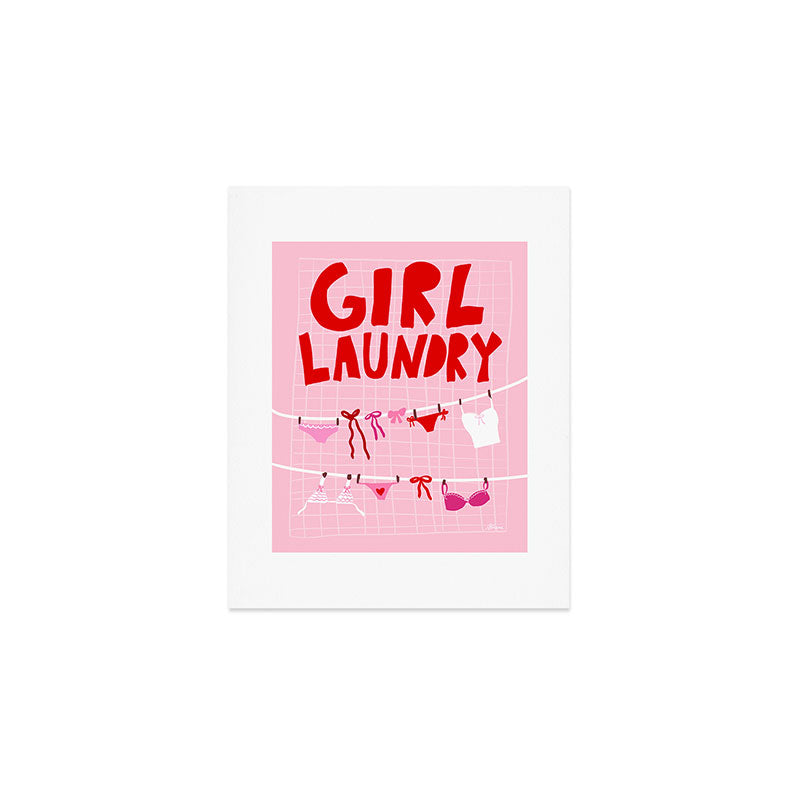 Girl Laundry - Pink and Red Art Print Gallery Image 1