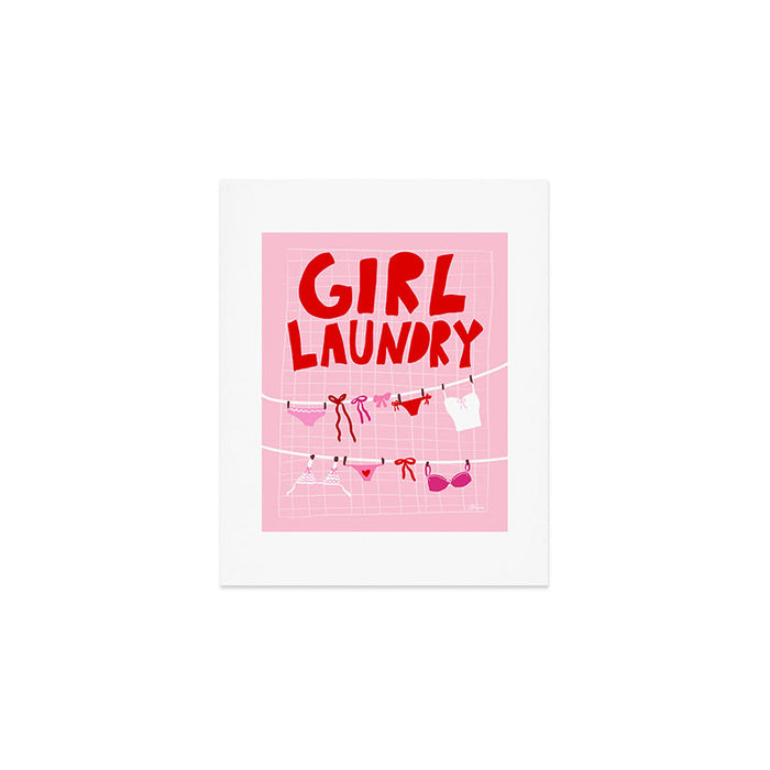 Girl Laundry - Pink and Red Art Print Gallery Image 1