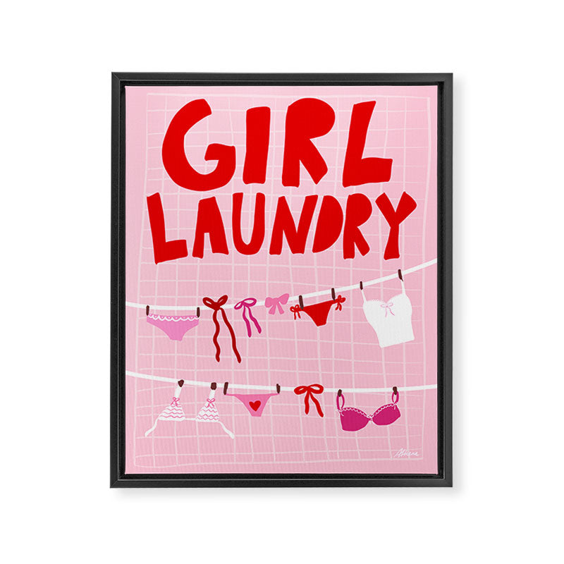 Girl Laundry - Pink and Red Framed Canvas Print Gallery Image 6