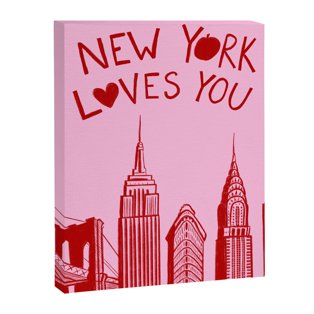 New York Loves You - Pink and Red  Canvas Print Gallery Image 6