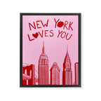 New York Loves You - Pink and Red  Framed Canvas Print Gallery Image 6