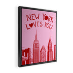 New York Loves You - Pink and Red  Framed Canvas Print Gallery Image 2
