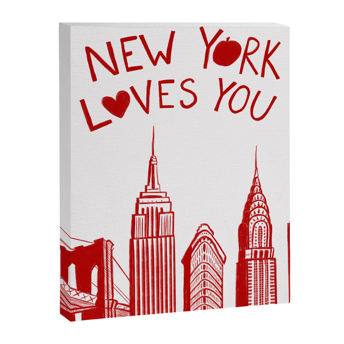 New York Loves You - Red and White NYC Canvas Print Gallery Image 1