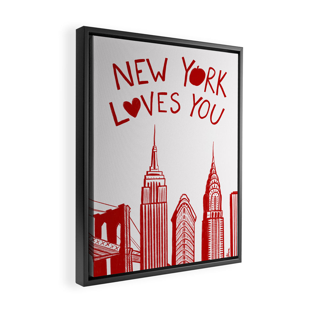New York Loves You - Red and White NYC Framed Canvas Print Gallery Image 2