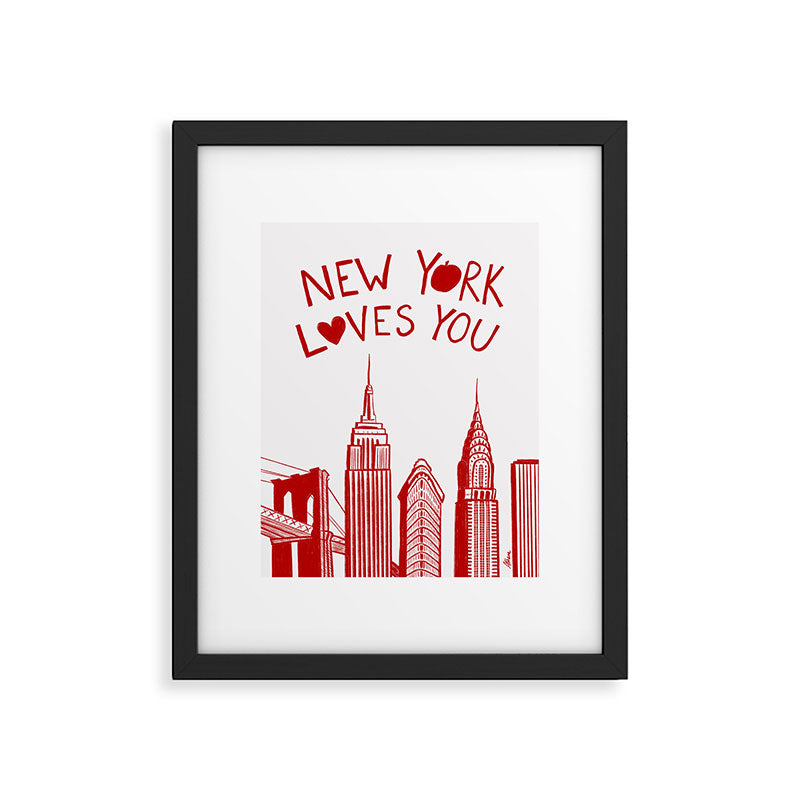 New York Loves You - Red and White NYC Framed Art Print Gallery Image 5