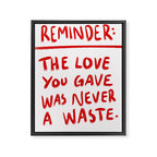 Reminder in Red Framed Canvas Print Gallery Image 6