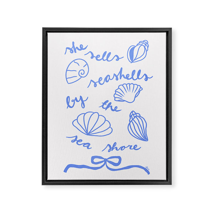 She Sells Sea Shells - Coastal Art Framed Canvas Print Gallery Image 1