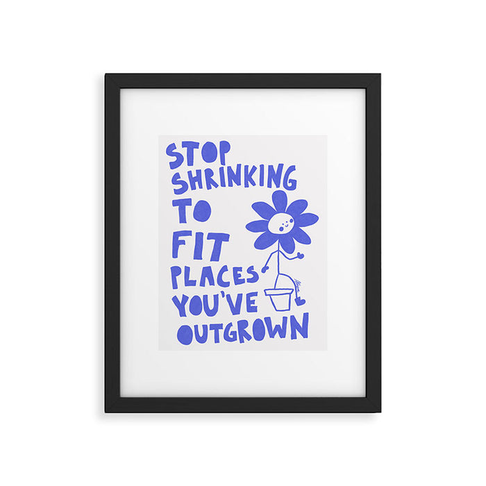 Stop Shrinking - White and Blue Framed Art Print Gallery Image 1