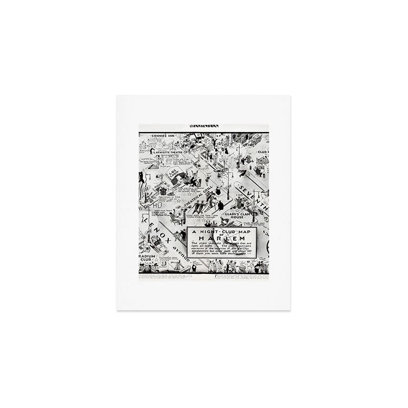1932 Night-Club Map of Harlem, NY Centerfold from Manhattan Weekly by Elmer Simms Campbell Art Print Gallery Image 1