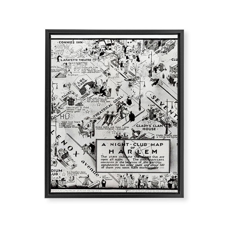 1932 Night-Club Map of Harlem, NY Centerfold from Manhattan Weekly by Elmer Simms Campbell Framed Canvas Print Gallery Image 8
