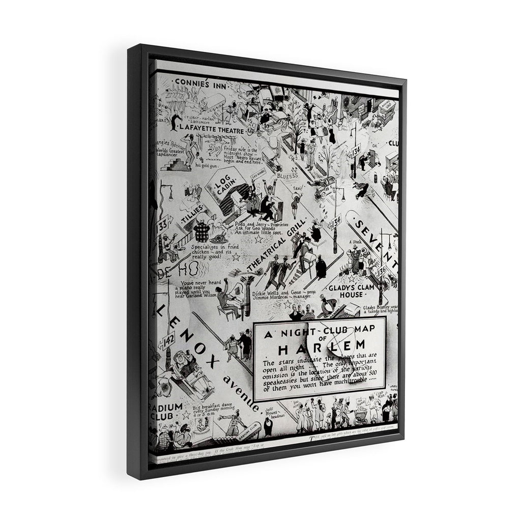 1932 Night-Club Map of Harlem, NY Centerfold from Manhattan Weekly by Elmer Simms Campbell Framed Canvas Print Gallery Image 2