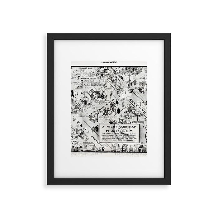 1932 Night-Club Map of Harlem, NY Centerfold from Manhattan Weekly by Elmer Simms Campbell Framed Art Print Gallery Image 1