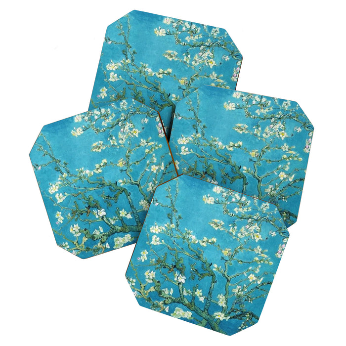 Vincent van Gogh Blossoming Almond Tree (Almond Blossoms) Light Blue Coaster Gallery Image 1