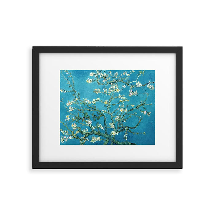 Vincent van Gogh Blossoming Almond Tree (Almond Blossoms) Light Blue Framed Art Print Gallery Image 1