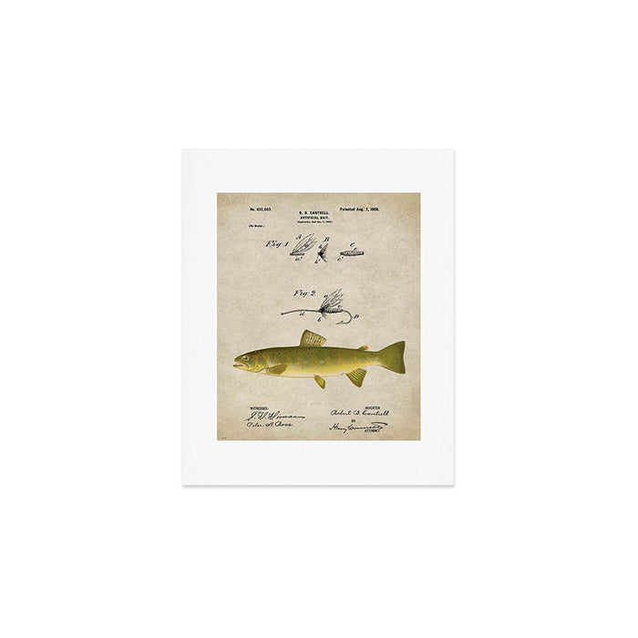 Vintage Brown Trout Fly Fishing Lure Patent Game Fish Identification Chart Art Print Gallery Image 1