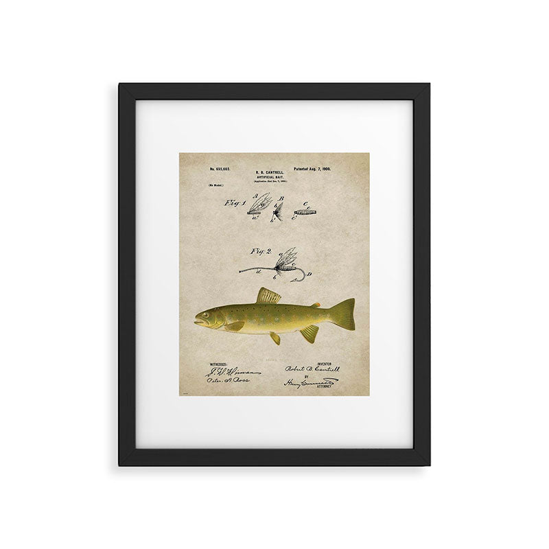 Vintage Brown Trout Fly Fishing Lure Patent Game Fish Identification Chart Framed Art Print Gallery Image 6