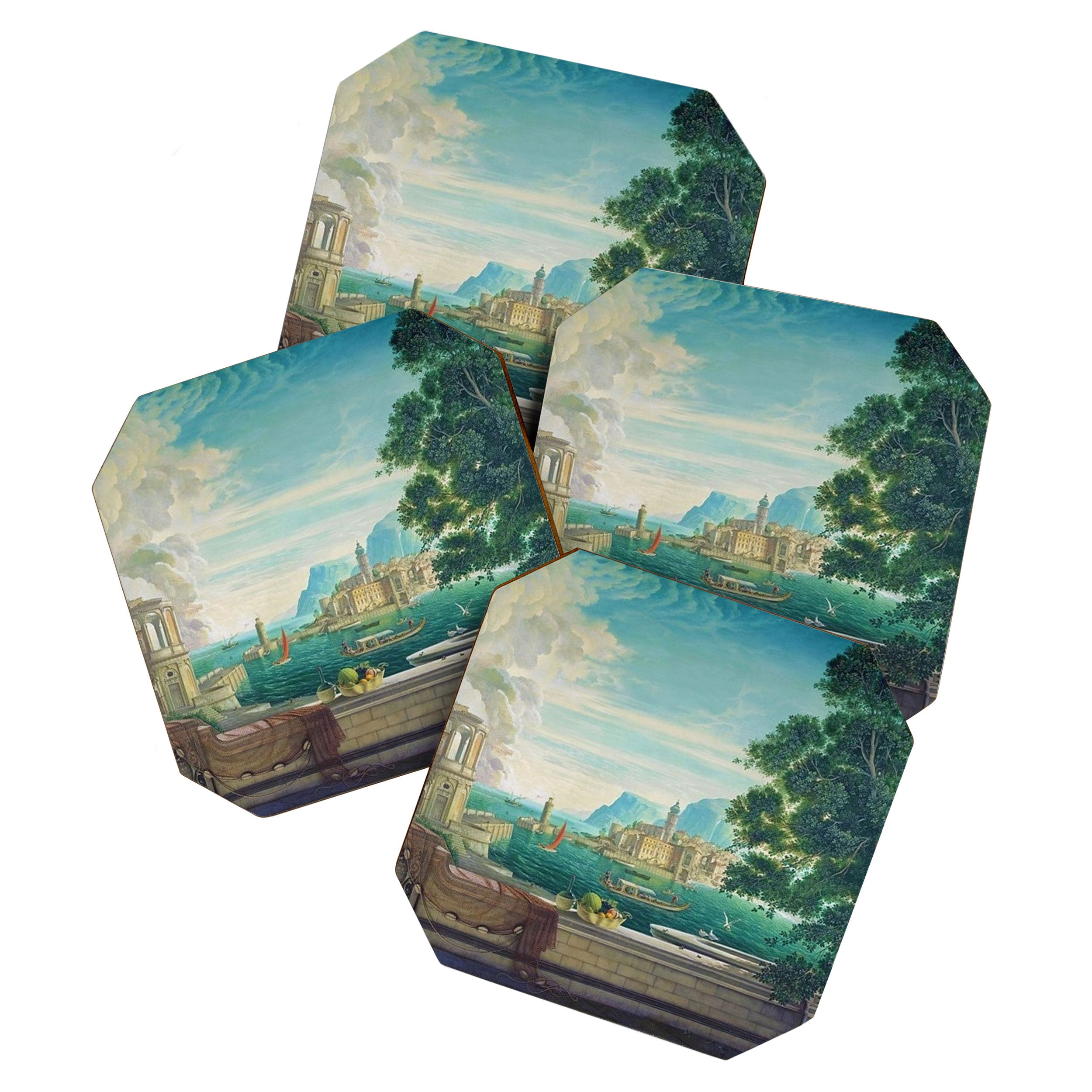 Capriccio of a Mediterranean Seaport Landscape No. 2 by Rex Whistler Coaster Gallery Image 1