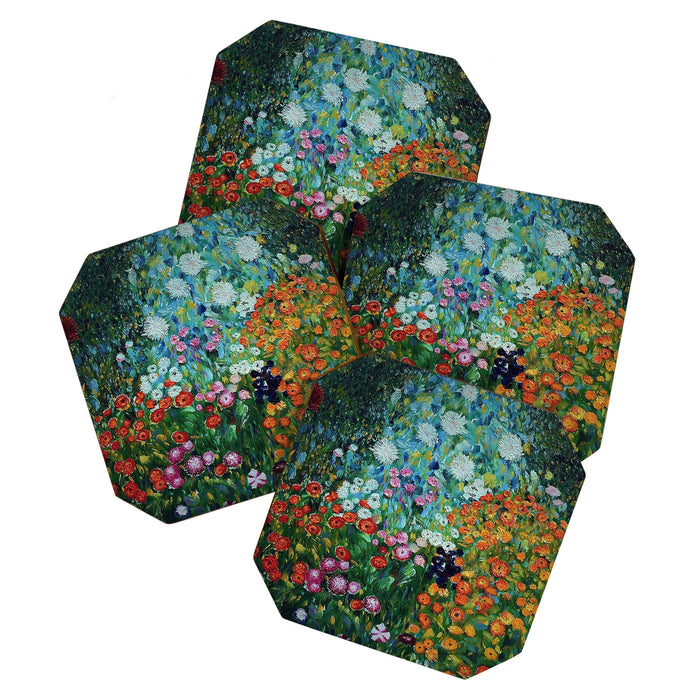 Flower Garden Riot of Colors by Gustav Klimt Coaster Gallery Image 1