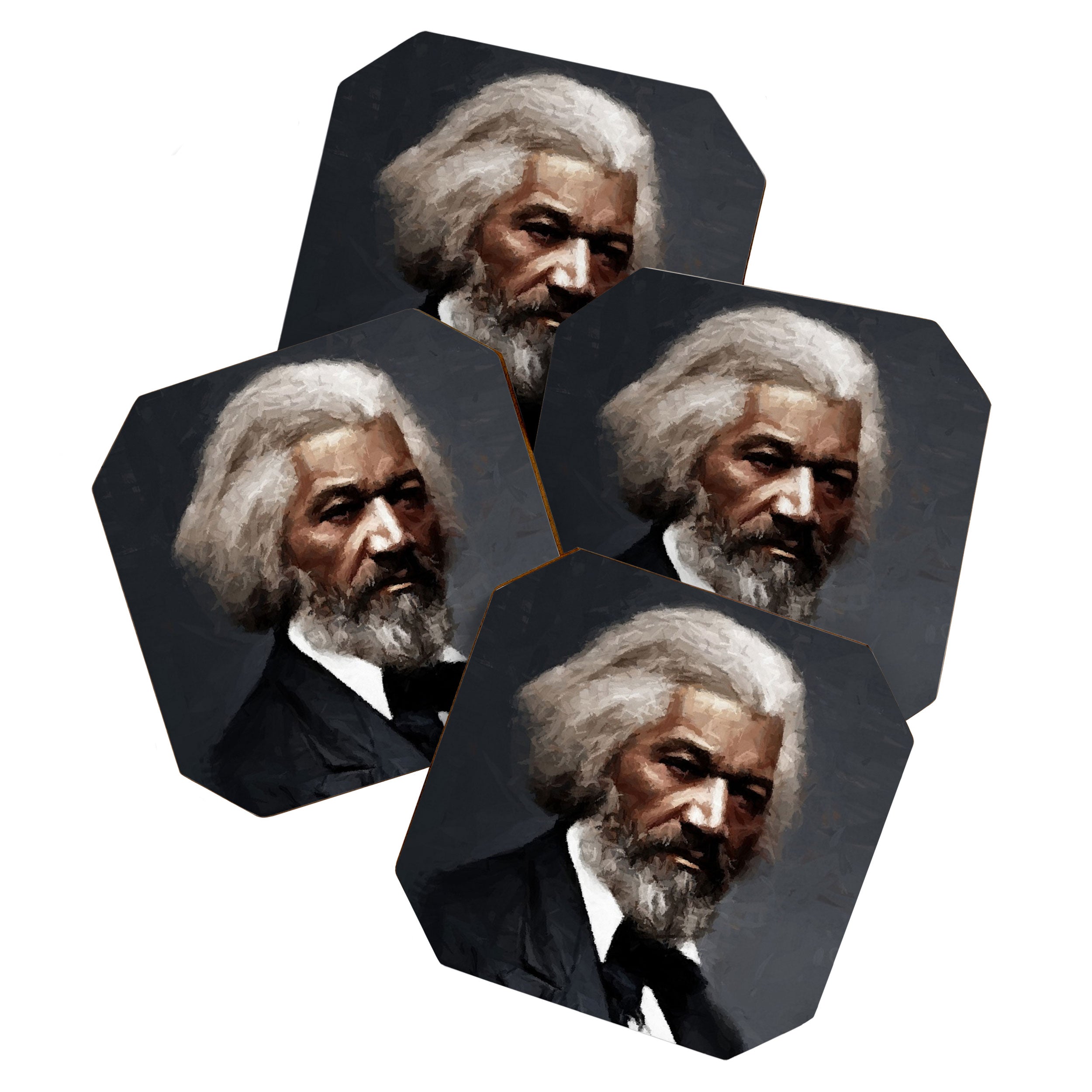Frederick Douglass, African American Civil Rights Pioneer portrait painting Coaster Gallery Image 1