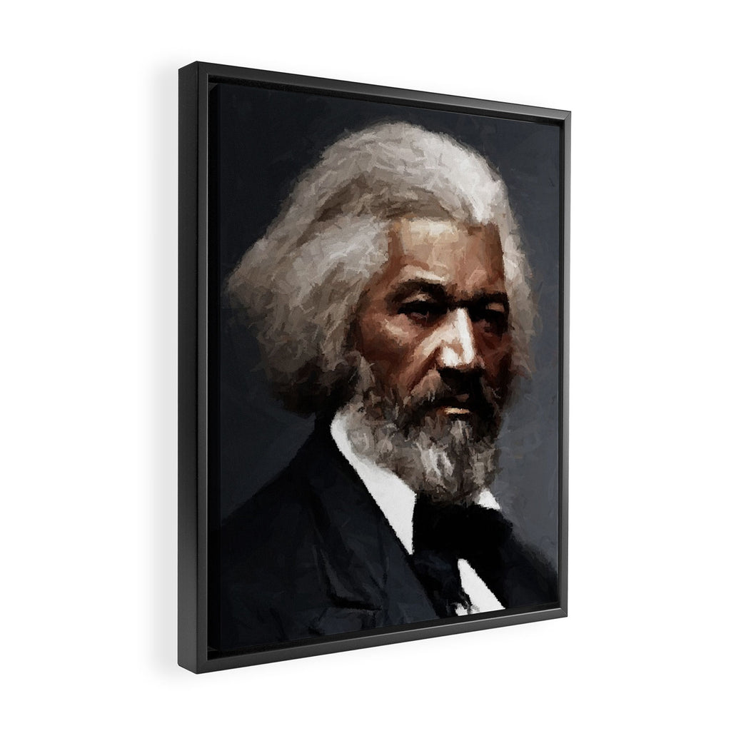 Frederick Douglass, African American Civil Rights Pioneer portrait painting Framed Canvas Print Gallery Image 2