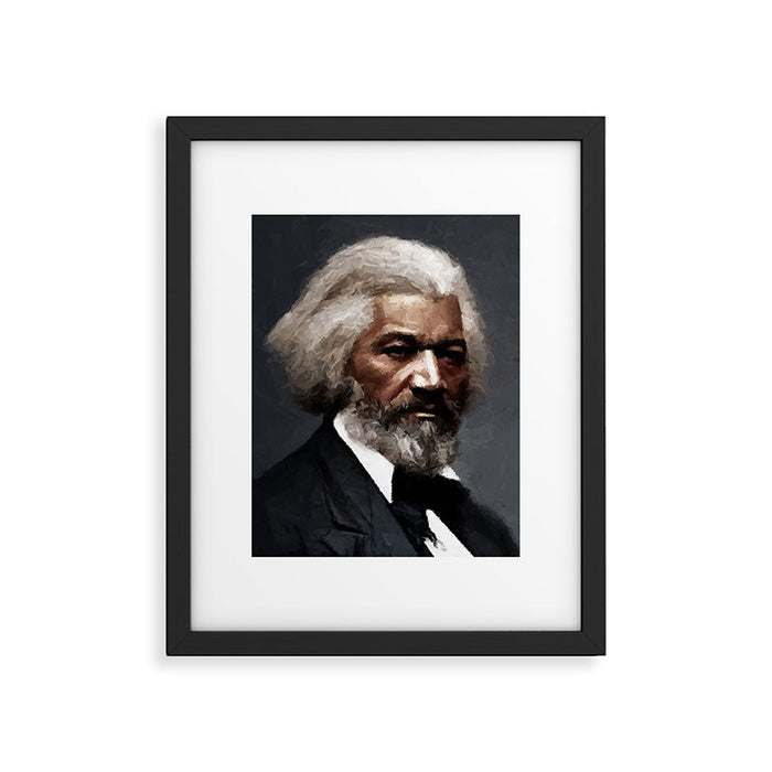 Frederick Douglass, African American Civil Rights Pioneer portrait painting Framed Art Print Gallery Image 1