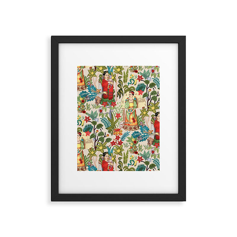 Frida's CoyoacÃ¡n Mexican Garden of Casa Azul Lush Tropical  floral painting Framed Art Print Gallery Image 6