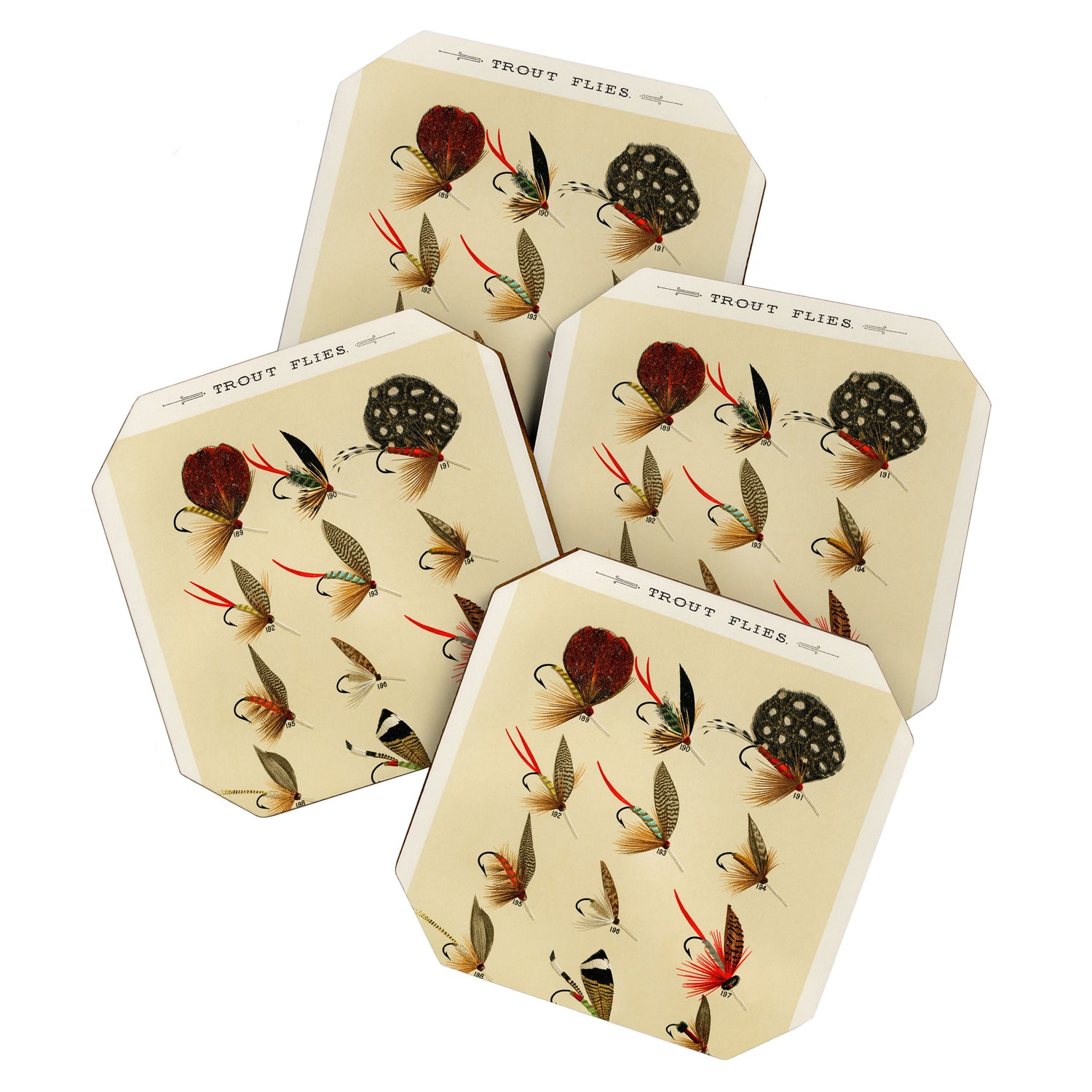 Illustrated Trout Fishing Flies Chart from Favorite Flies and Their Histories  Coaster Gallery Image 1