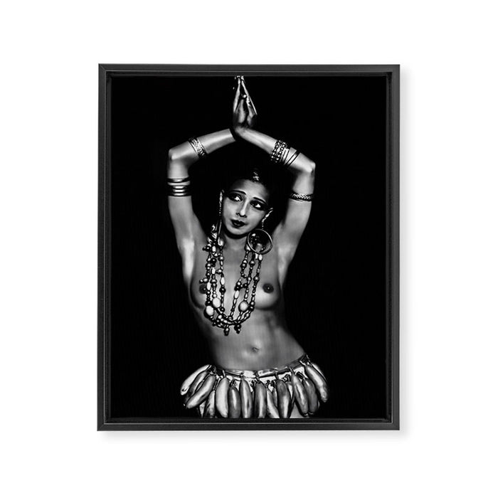 Jazz Age Josephine Baker in Folies Bergère Bananas Costume black and white photography Framed Canvas Print Gallery Image 1