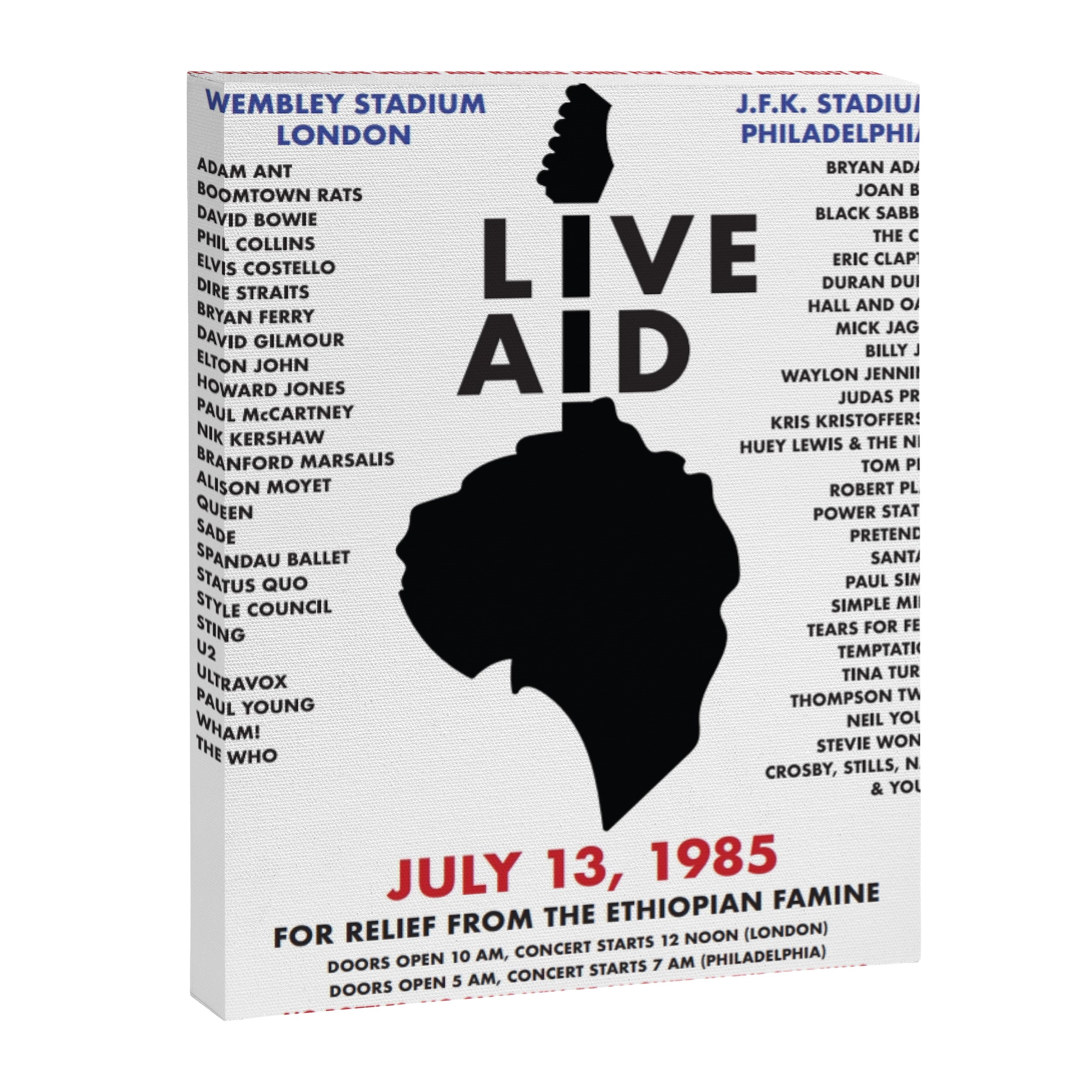 Live Aid 1985 Vintage JFK & Wembley Stadium Concert Festival Gig Advertising Music Poster Canvas Print Gallery Image 3