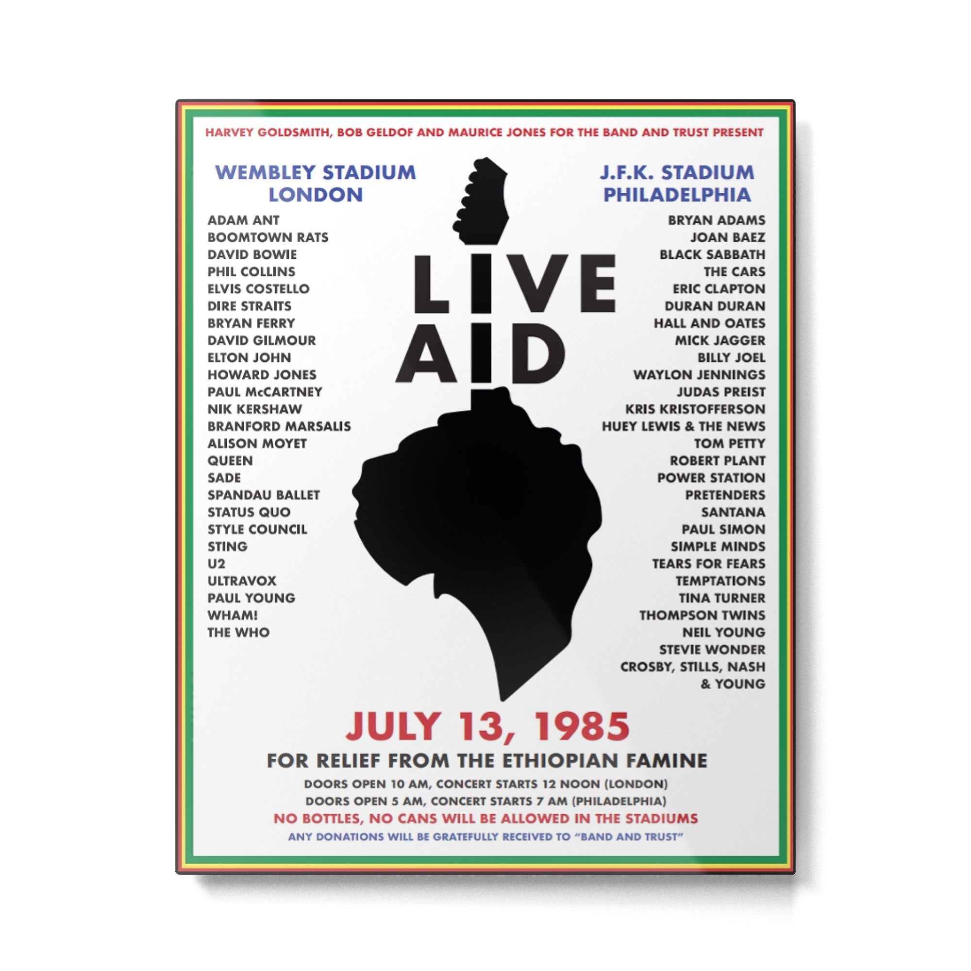 Live Aid 1985 Vintage JFK & Wembley Stadium Concert Festival Gig Advertising Music Poster Metal Print Gallery Image 6
