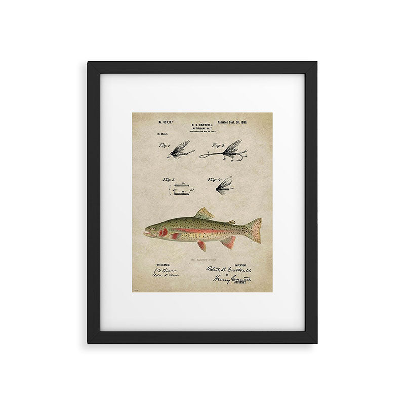 Vintage Rainbow Trout Fly Fishing Lure Patent Game Fish Identification Chart Framed Art Print Gallery Image 6