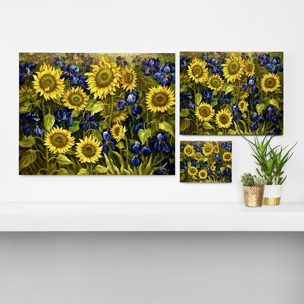 Sunflowers & Blue Irises by Vincent van Gogh Canvas Print Gallery Image 3
